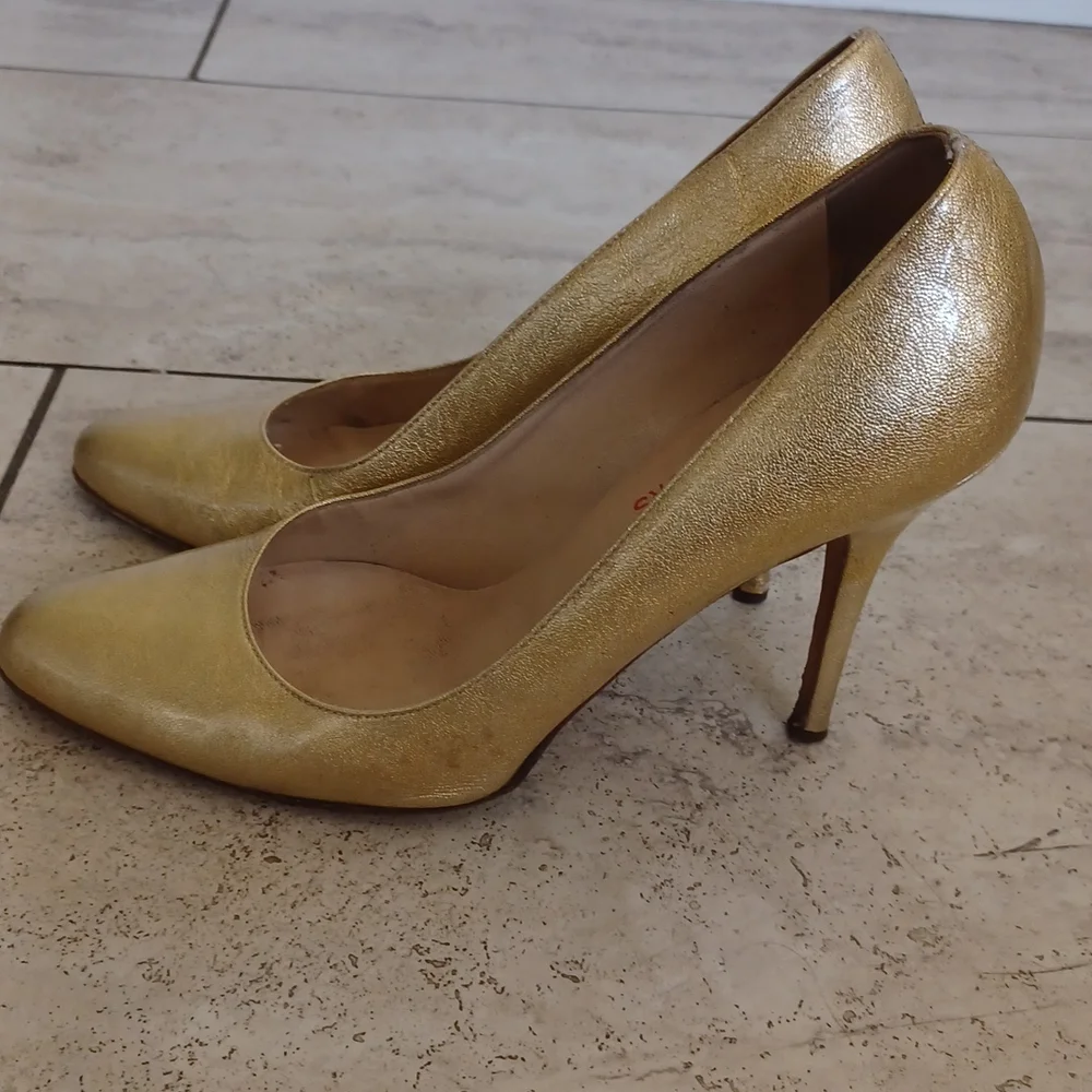 Michael Kors gold Stiletto Pump 8 heels shoe wedding  glam Party Y2k